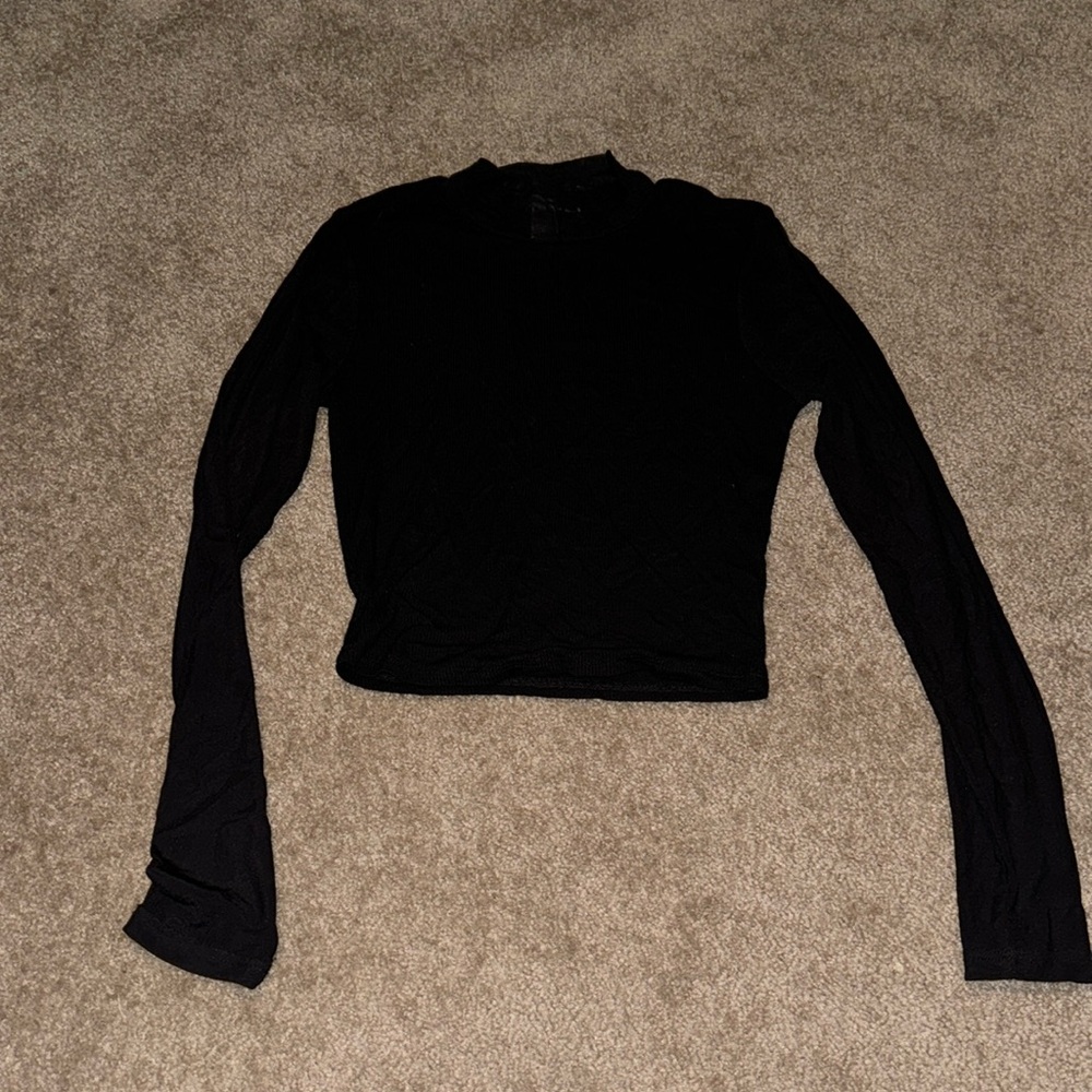 Mesh Sleeves and Collar Black Top